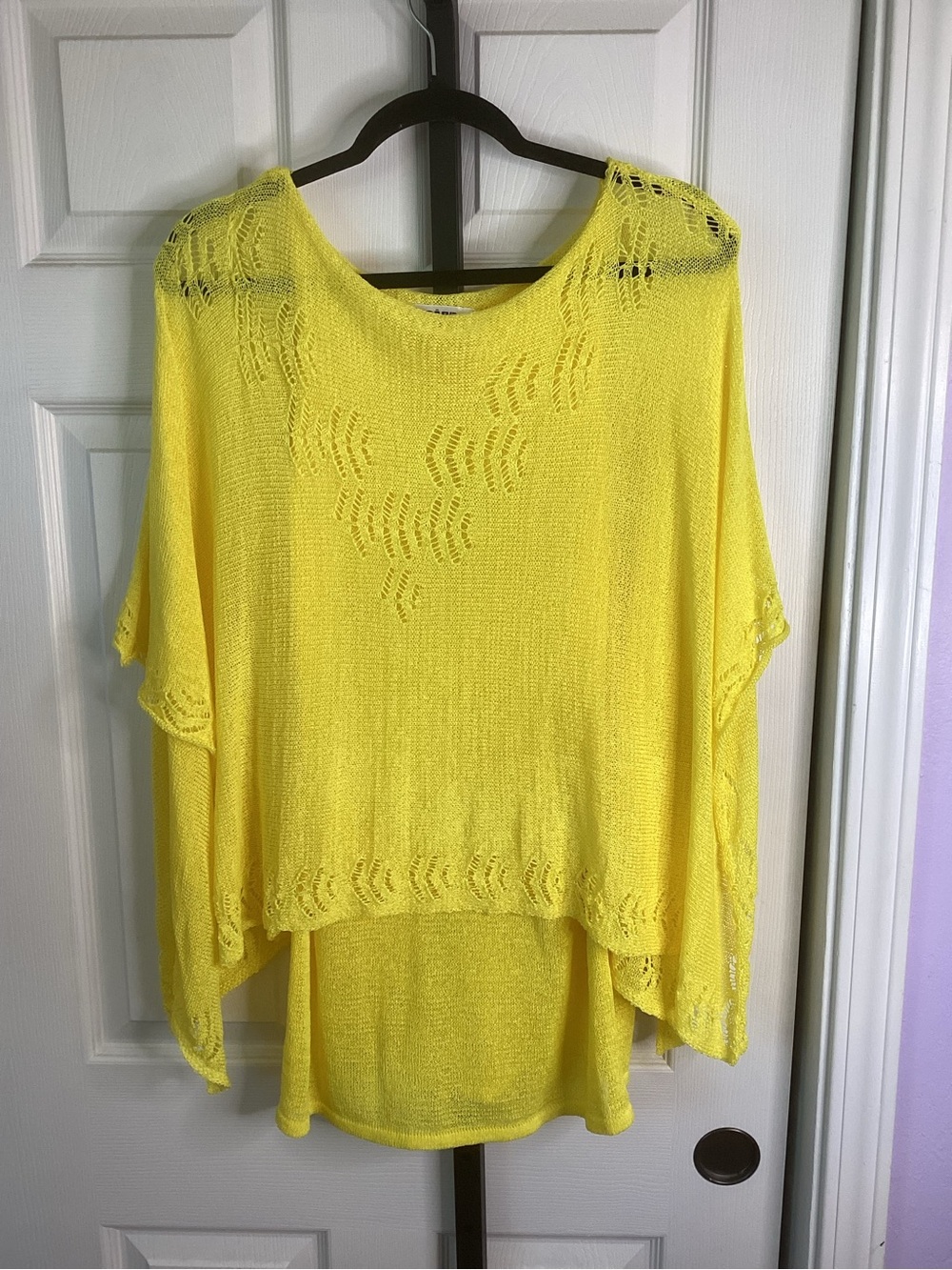 Peter Nygard Bright Yellow Poncho Style Mini Dress, size Large, NWT